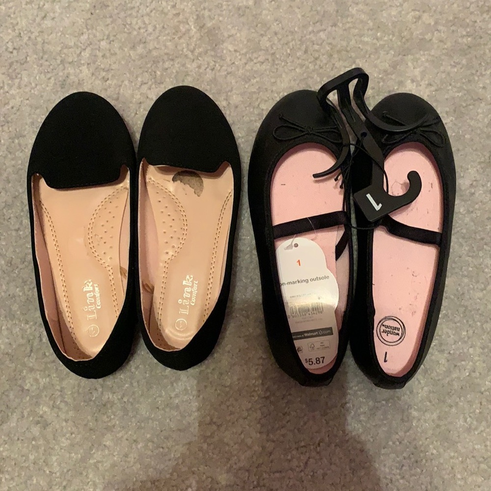 2 pairs Girls Size 1 ballet flats